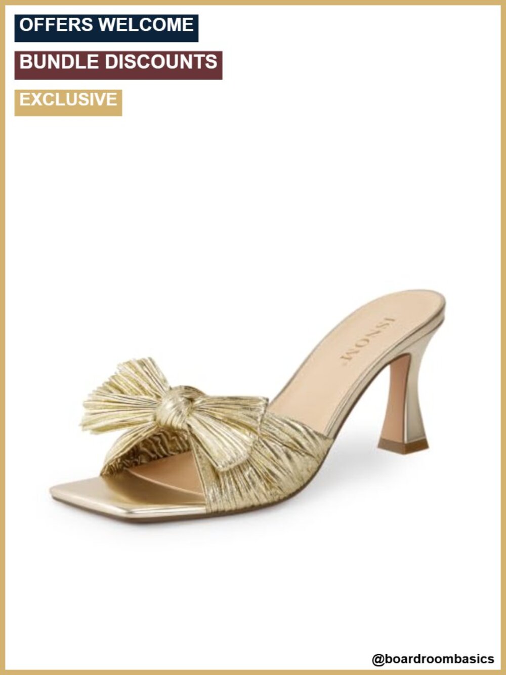 Women's Square Toe Mid Heel Mule Shoes with Elegant Bow